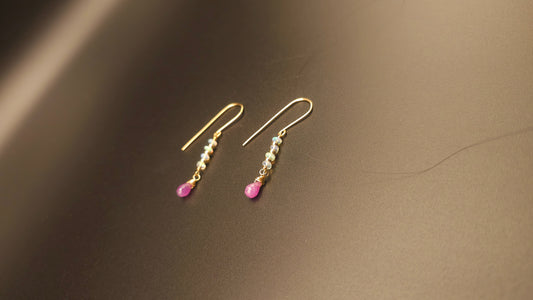 Opal + Pink Sapphire Drop Earrings
14k Gold Filled • Handcrafted Artisan Jewelry