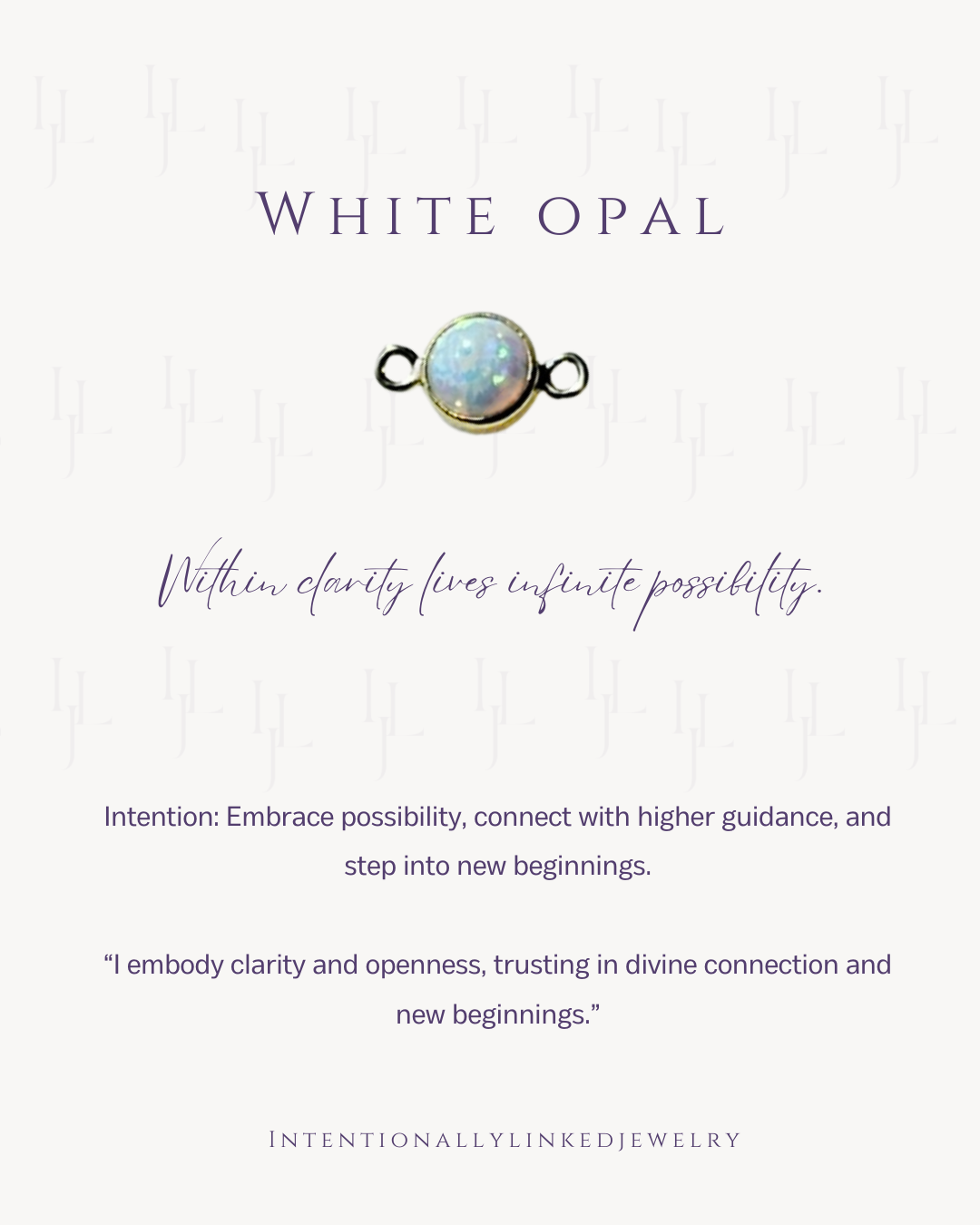White Opal connector in 14k gold filled, symbolizing clarity and wholeness, welded for intentional permanent jewelry in Maryland Baltimore